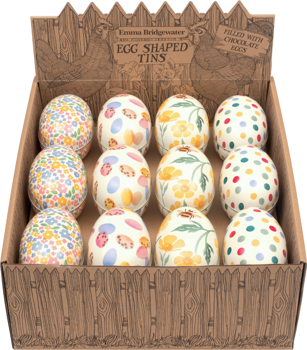 TIN TREATS Emma Bridgewater Egg Shaped Tin with Choc Mini Eggs 75g