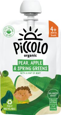 PICCOLO Organic Pear, Apple & Spring Greens (Stage 1) 100g (5060452490045)
