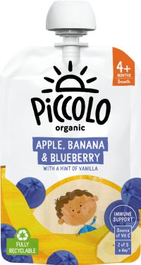 PICCOLO Organic Apple, Banana & Blueberry (Stage 1) 100g (5060452490021)
