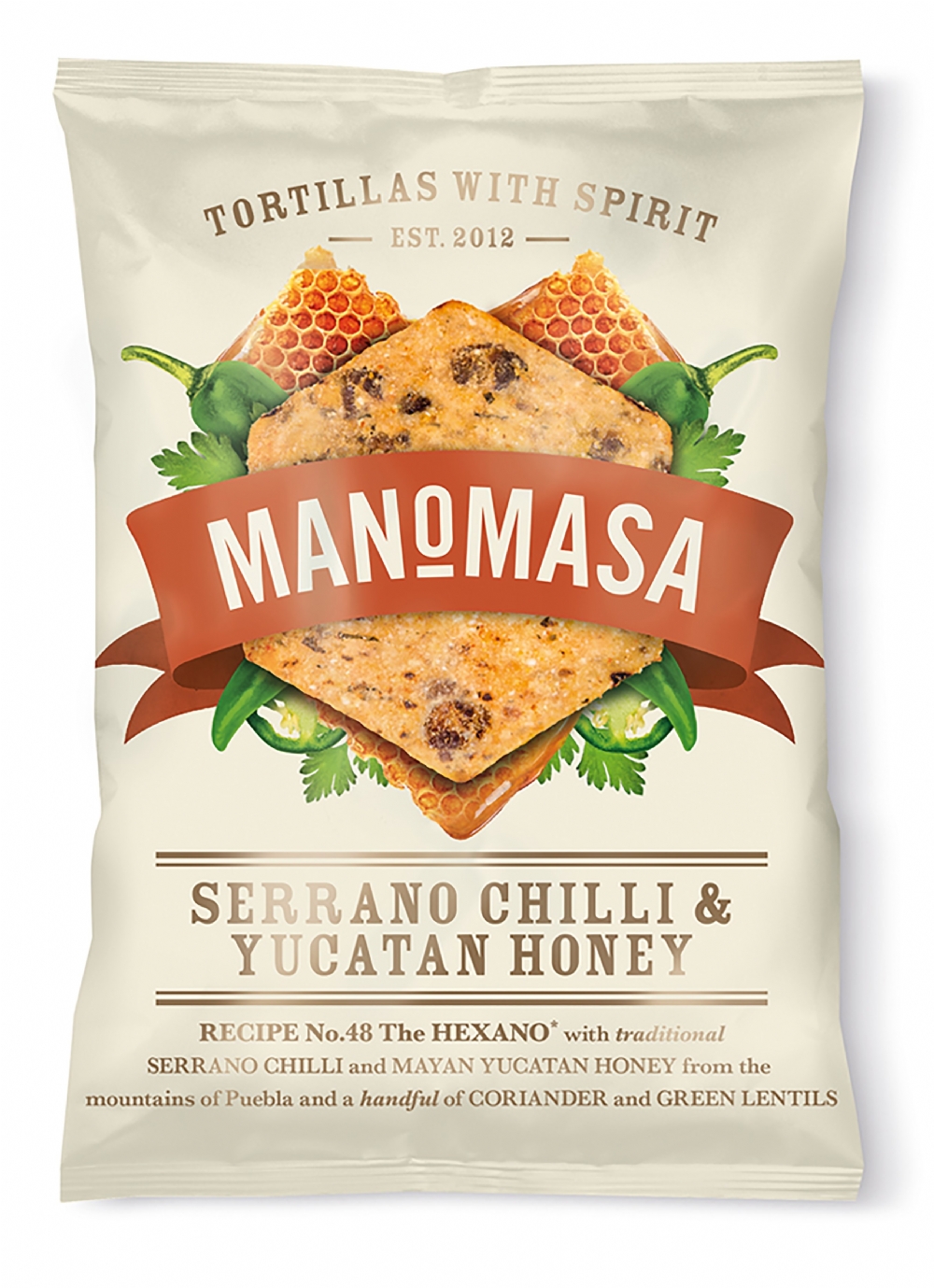 MANOMASA Serrano Chilli & Yucatan Honey Corn Chips 160g (5060314480375)