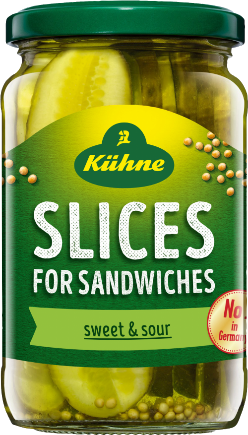 KUHNE Sweet & Sour Gherkin Slices 330g