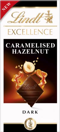 LINDT Excellence Dark Caramelised Hazelnut Bar 100g