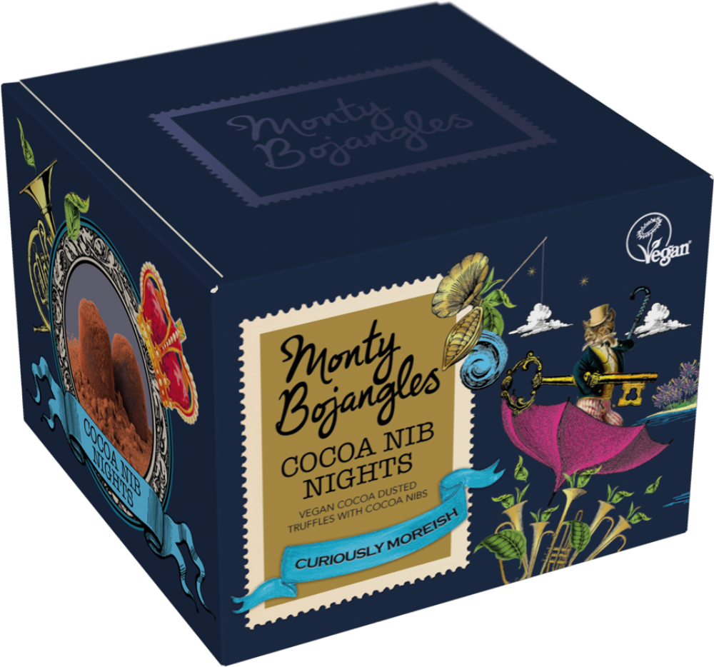 Holleys Fine Foods MONTY BOJANGLES Cocoa Nib Nights Cocoa Dusted