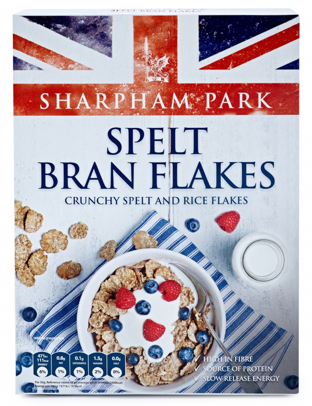 SHARPHAM PARK Spelt Bran Flakes 375g (5060130411973)
