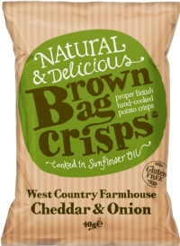 BROWN BAG CRISPS West Country Cheddar & Onion 40g