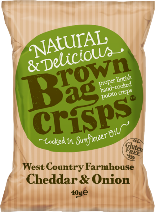 BROWN BAG CRISPS West Country Cheddar & Onion 40g
