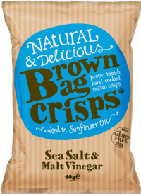 BROWN BAG CRISPS Sea Salt & Malt Vinegar 40g