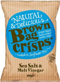 BROWN BAG CRISPS Sea Salt & Malt Vinegar 150g