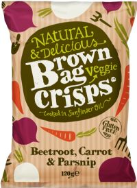 BROWN BAG CRISPS Beetroot, Carrot & Parsnips 120g (5060356680245)