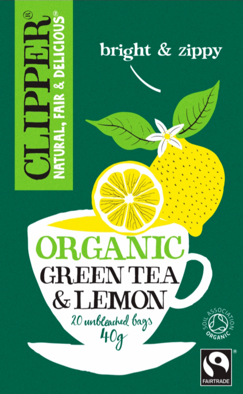 CLIPPER Organic Fairtrade Green Tea & Lemon Teabags 20's