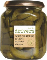 DRIVERS Sweet Cornichons in White Balsamic Vinegar 550g