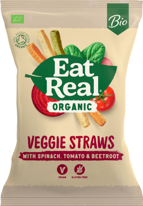 EAT REAL Organic Veg Straws/Spinach, Tomato & Beetroot 100g