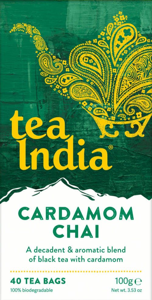 TEA INDIA Cardamom Chai 40 Teabags 100g