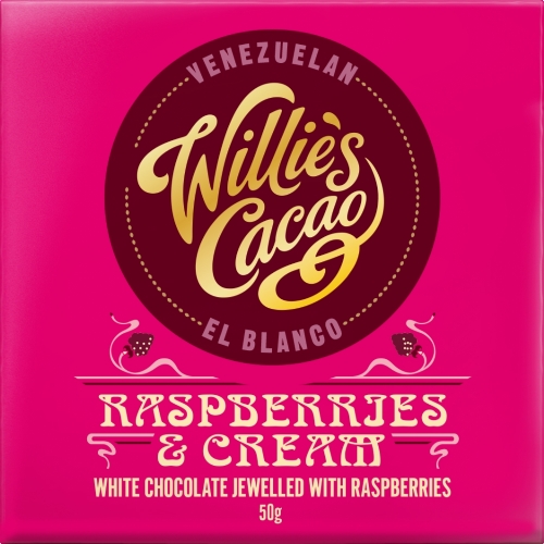 WILLIE'S CACAO Raspberries & Cream El Blanco White Choc 50g