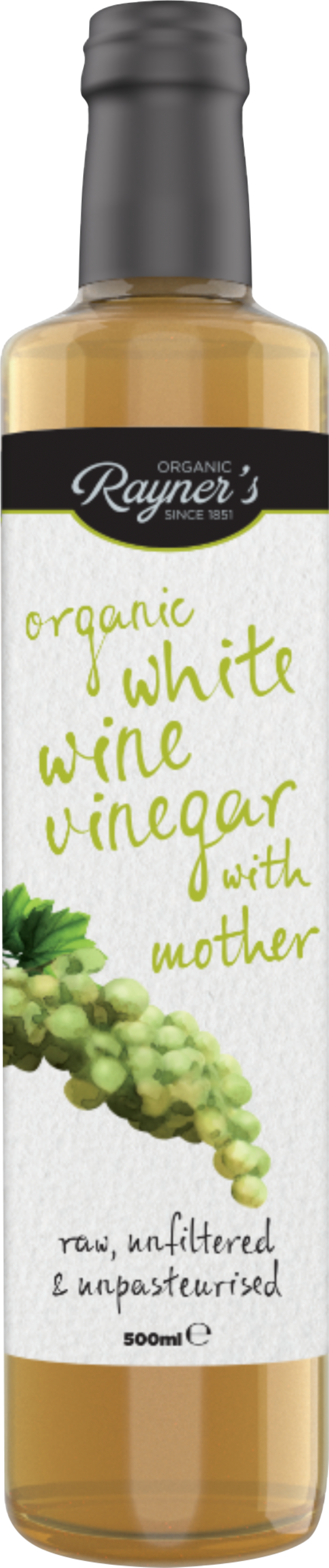 RAYNER'S Organic White Wine Vinegar with Mother 500ml (5019998632419)