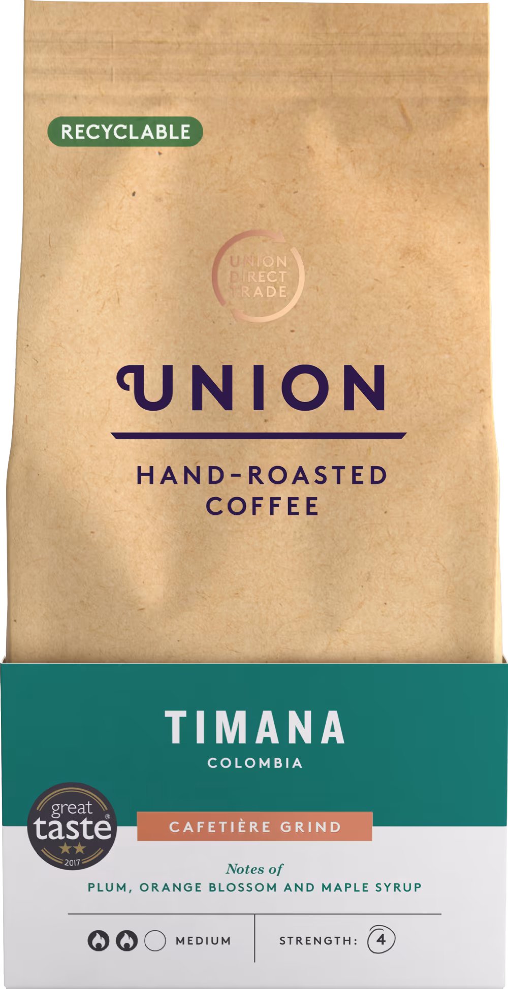 UNION COFFEE Hand-Roasted Coffee Timana Colombia - Cafetière Grind 200g