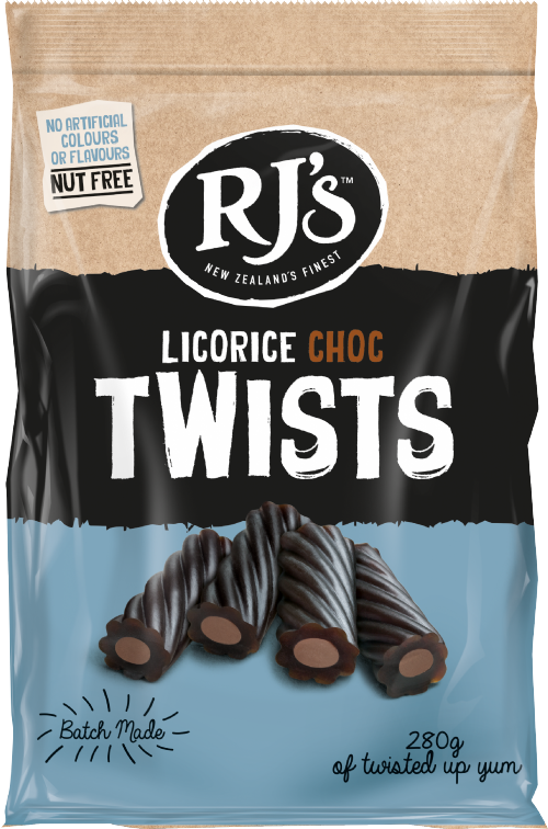 RJ'S Licorice Choc Twists 280g