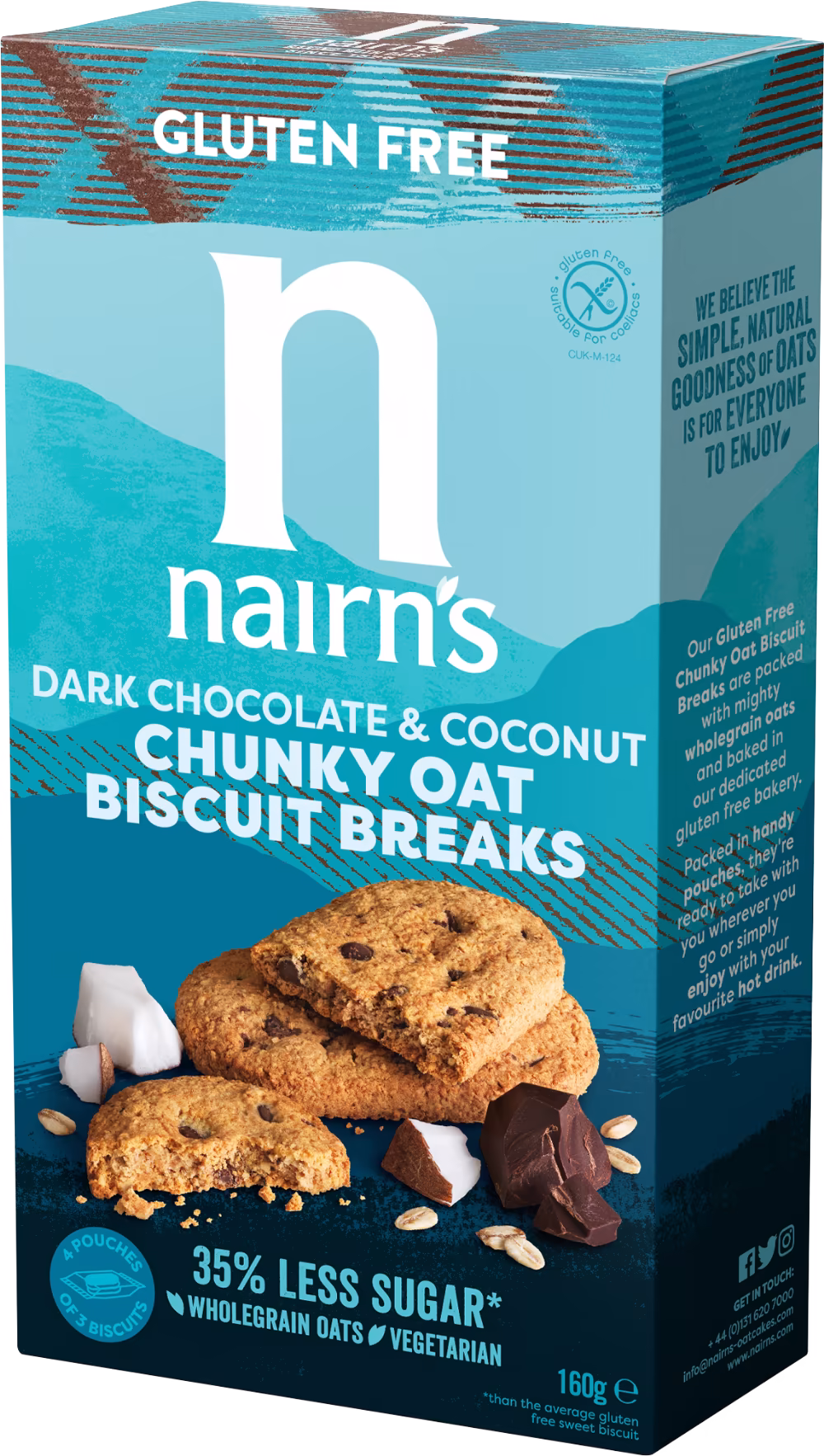 NAIRN'S Chunky Oat Biscuit Breaks - Dark Chocolate & Coconut 160g
