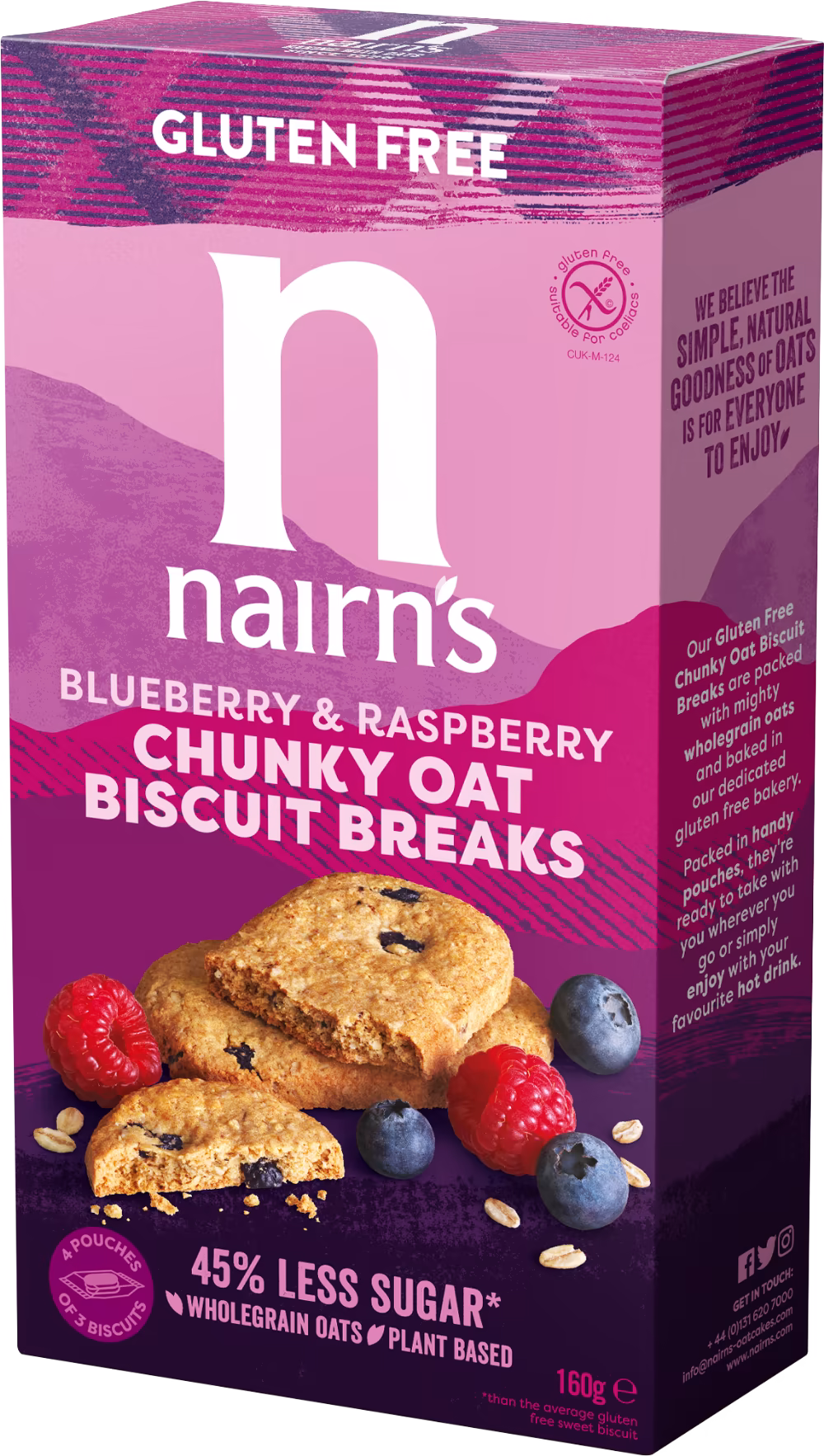 NAIRN'S Chunky Oat Biscuit Breaks - Blueberry & Raspberry 160g