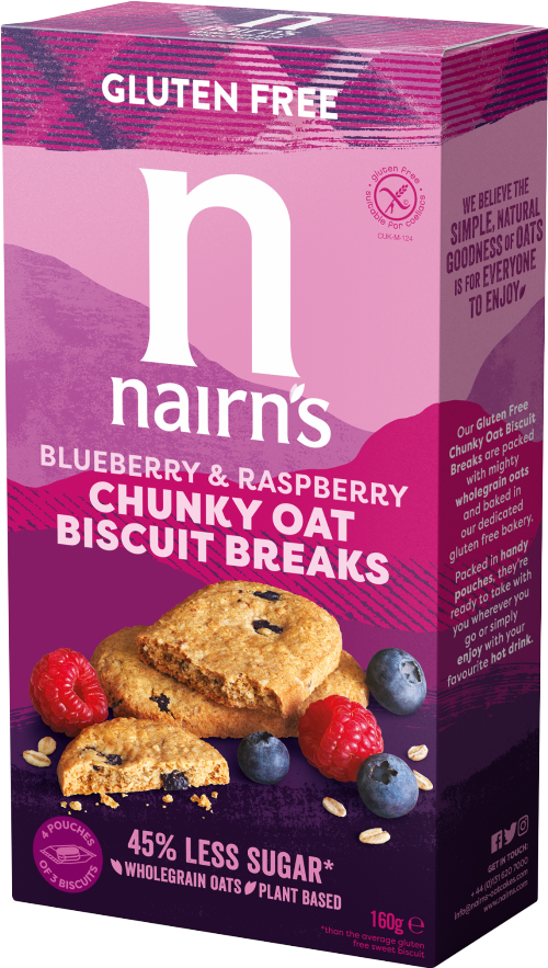 NAIRN'S Chunky Oat Biscuit Breaks/Blueberry & Raspberry 160g