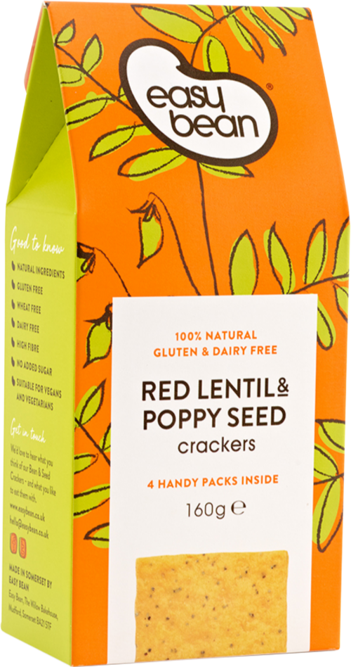 EASY BEAN Red Lentil & Poppy Seed Crackers 150g