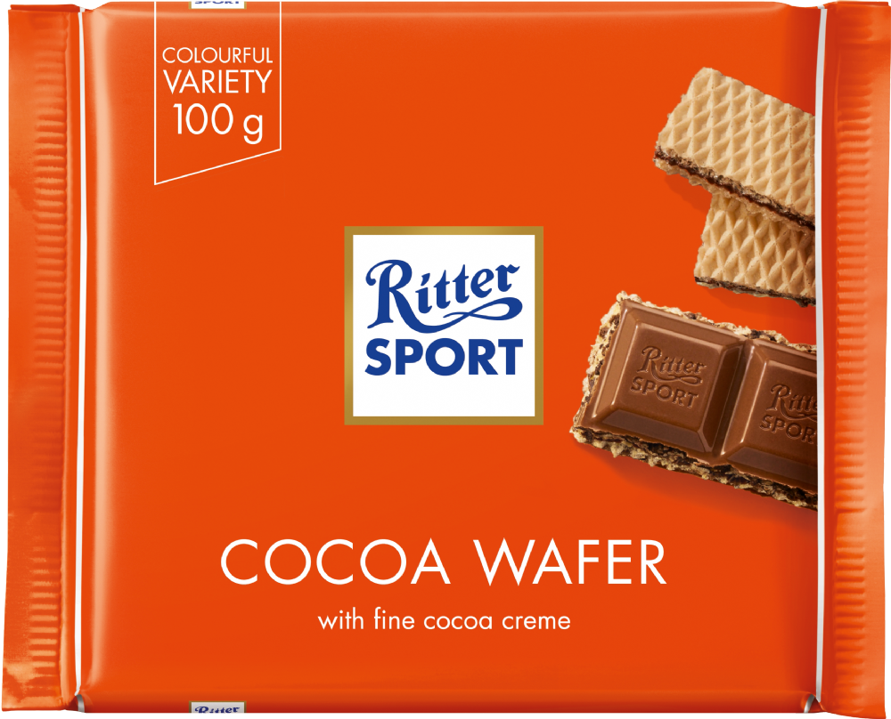 RITTER SPORT Cocoa Wafer Chocolate 100g (4000417220004)