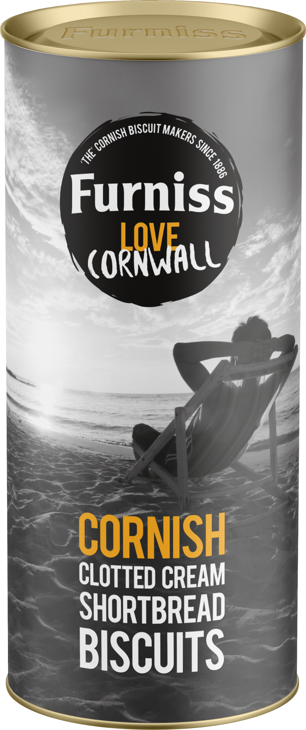 FURNISS Cornish CC Shortbread Biscuits - Deckchair Drum 200g (5010254000218)