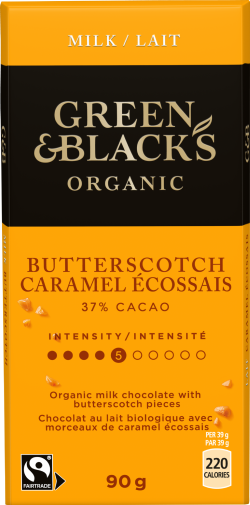 GREEN & BLACK'S Organic Butterscotch Milk Chocolate Bar 90g