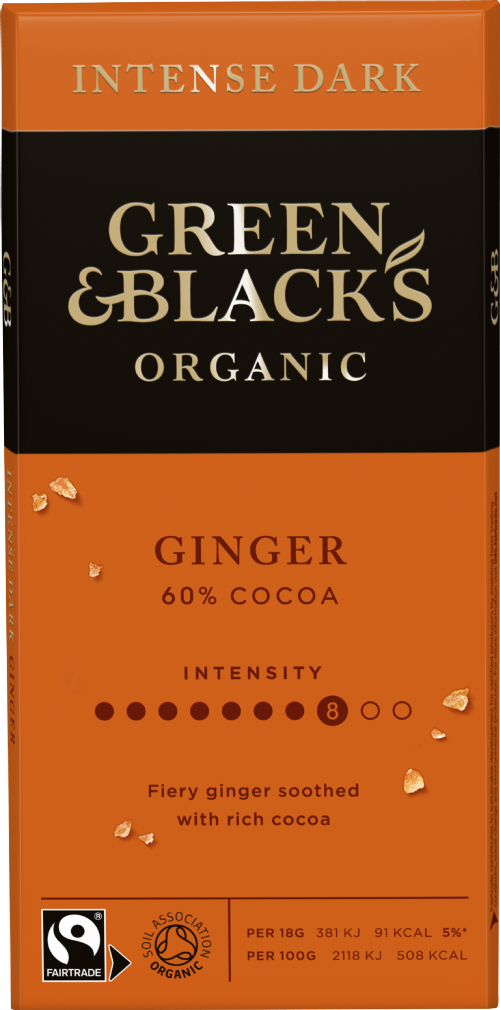 GREEN & BLACK'S Organic Ginger Dark Chocolate Bar 90g