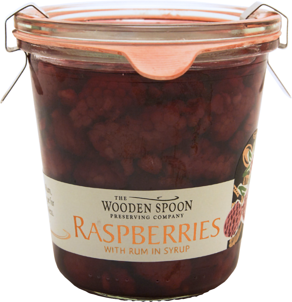 THE WOODEN SPOON PRESERVING COMPANY Raspberries with Rum - Weck Jar 270g