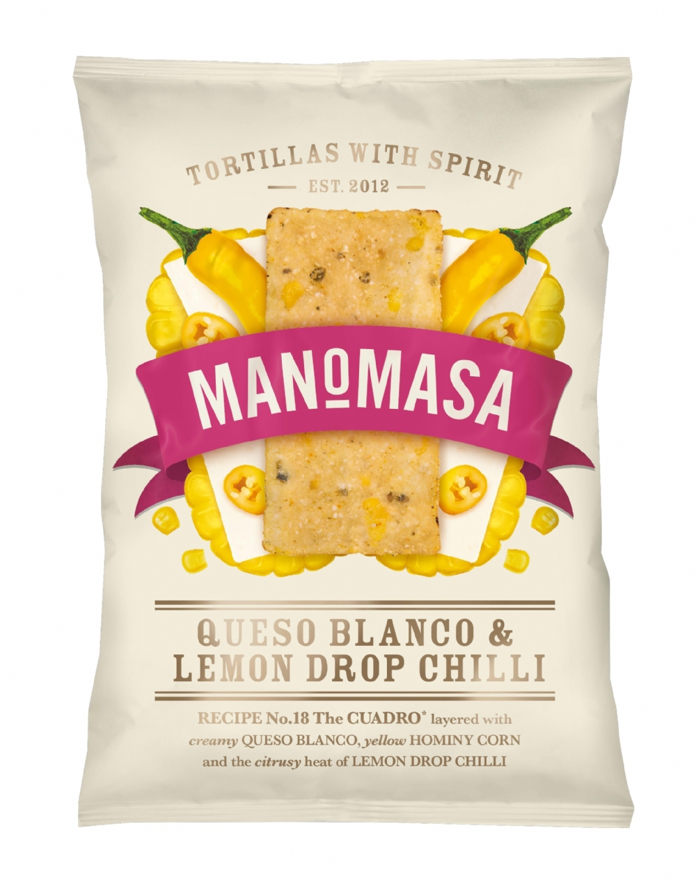 MANOMASA Queso Blanco & Lemon Drop Chilli Corn Chips 160g (5060314480481)