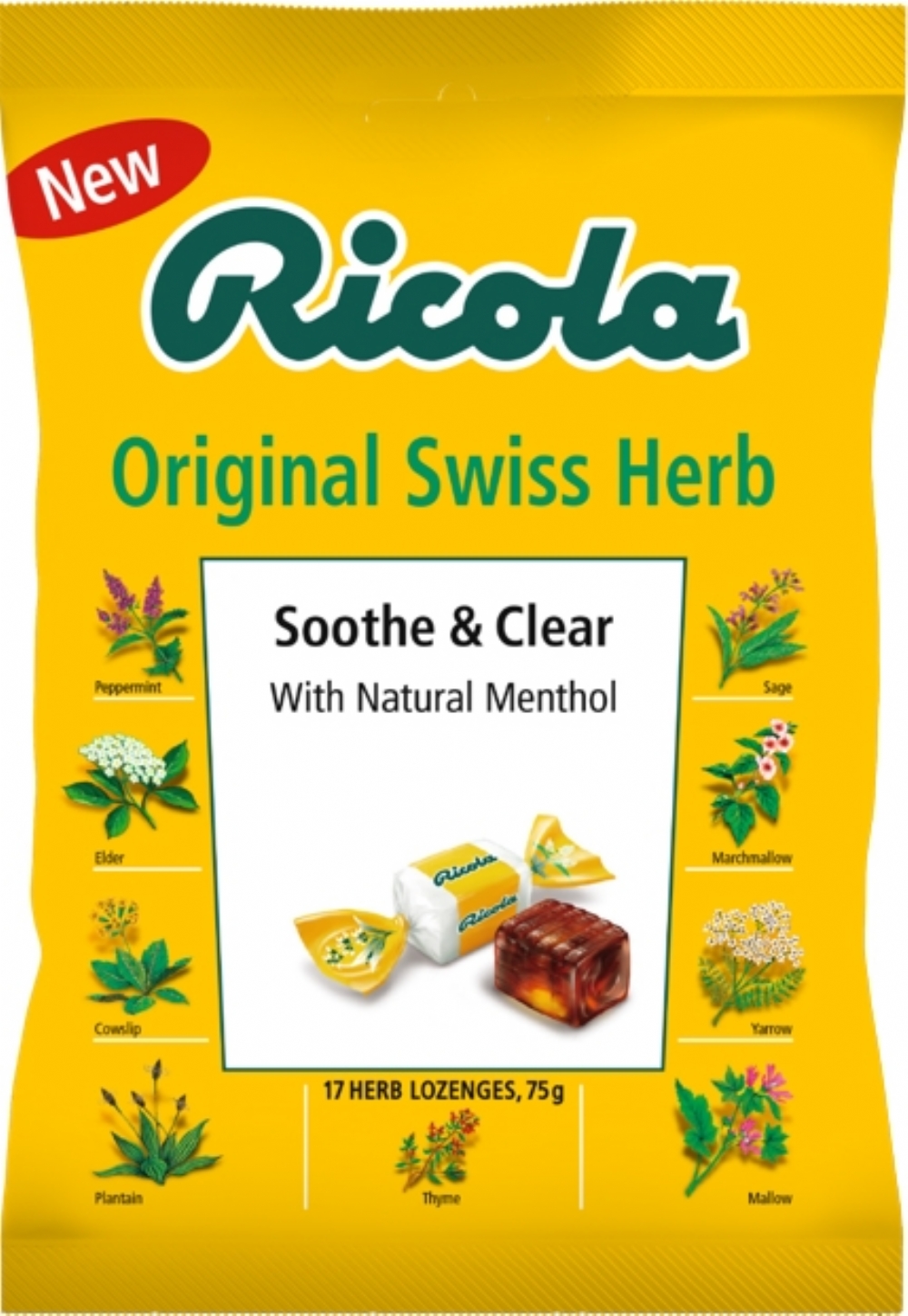 RICOLA Soothe & Clear Original Swiss Herb Lozenges - Bag 75g (7610700001059)