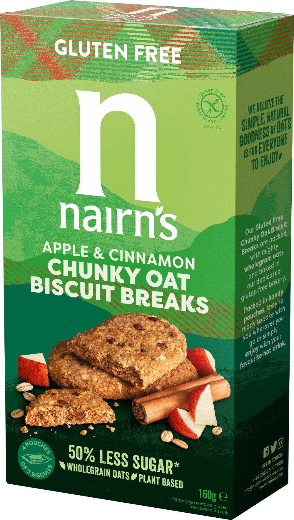NAIRN'S Chunky Oat Biscuit Breaks - Apple & Cinnamon 160g (612322001148)