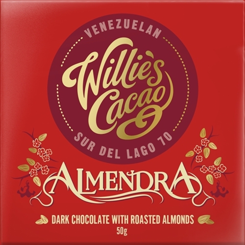 WILLIE'S CACAO Almendra Rst Almond Venezuelan 70 Dk Choc 50g