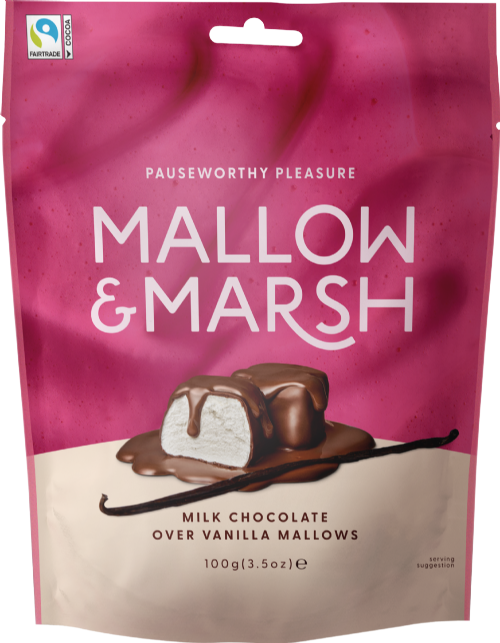 MALLOW & MARSH Vanilla Marshmallows / Milk Choc - Bag 100g