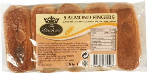 DUCHESS 5 Almond Flavoured Fingers 225g