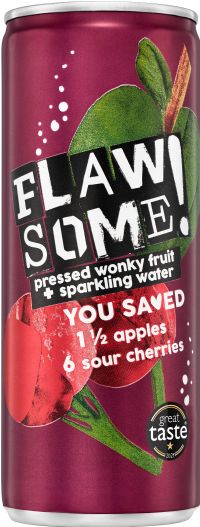 FLAWSOME! Apple & Sour Cherry Sparkling Drink - Can 250ml (5060524790165)