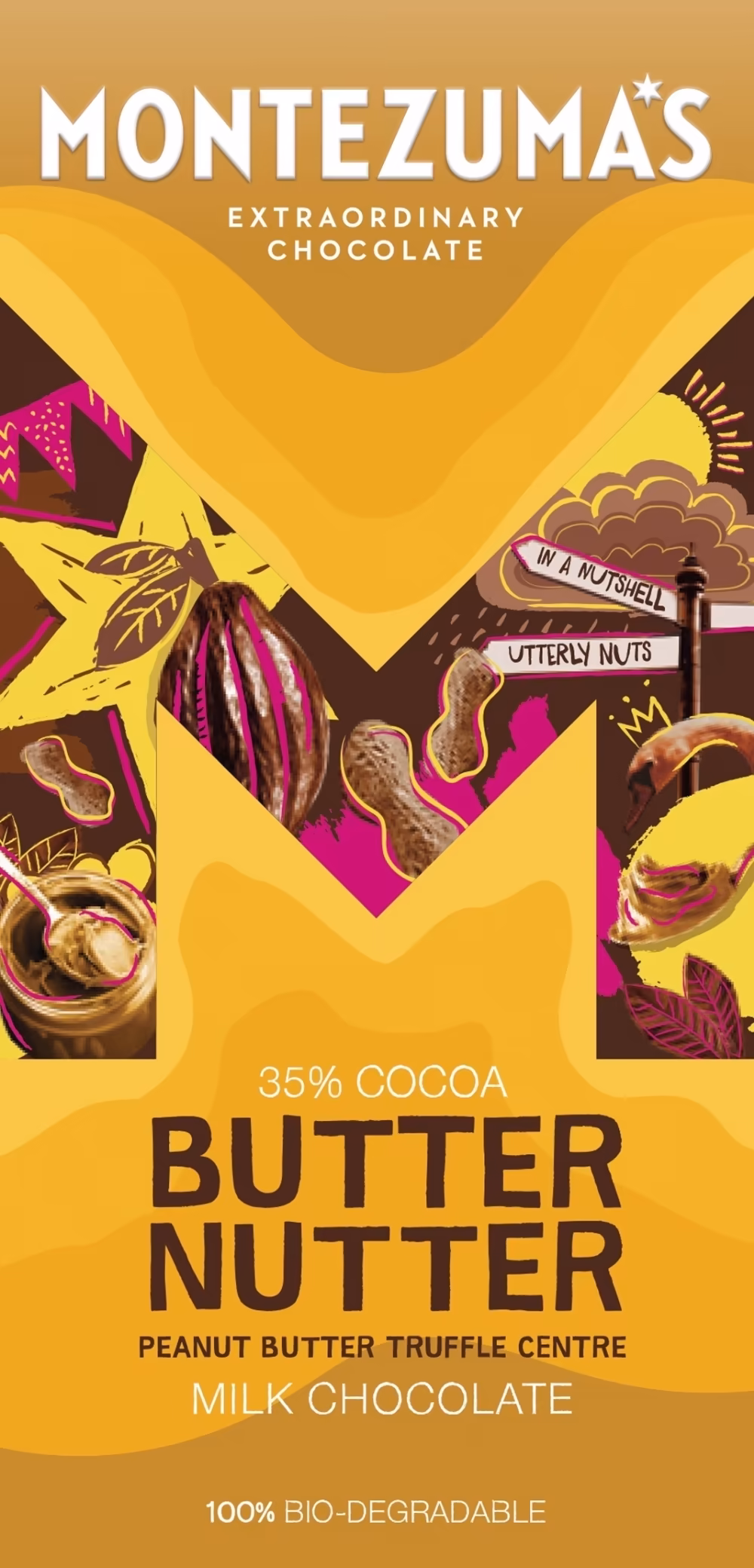 MONTEZUMA'S Butter Nutter - Peanut Butter Truffle Centre Milk Chocolate Bar 90g