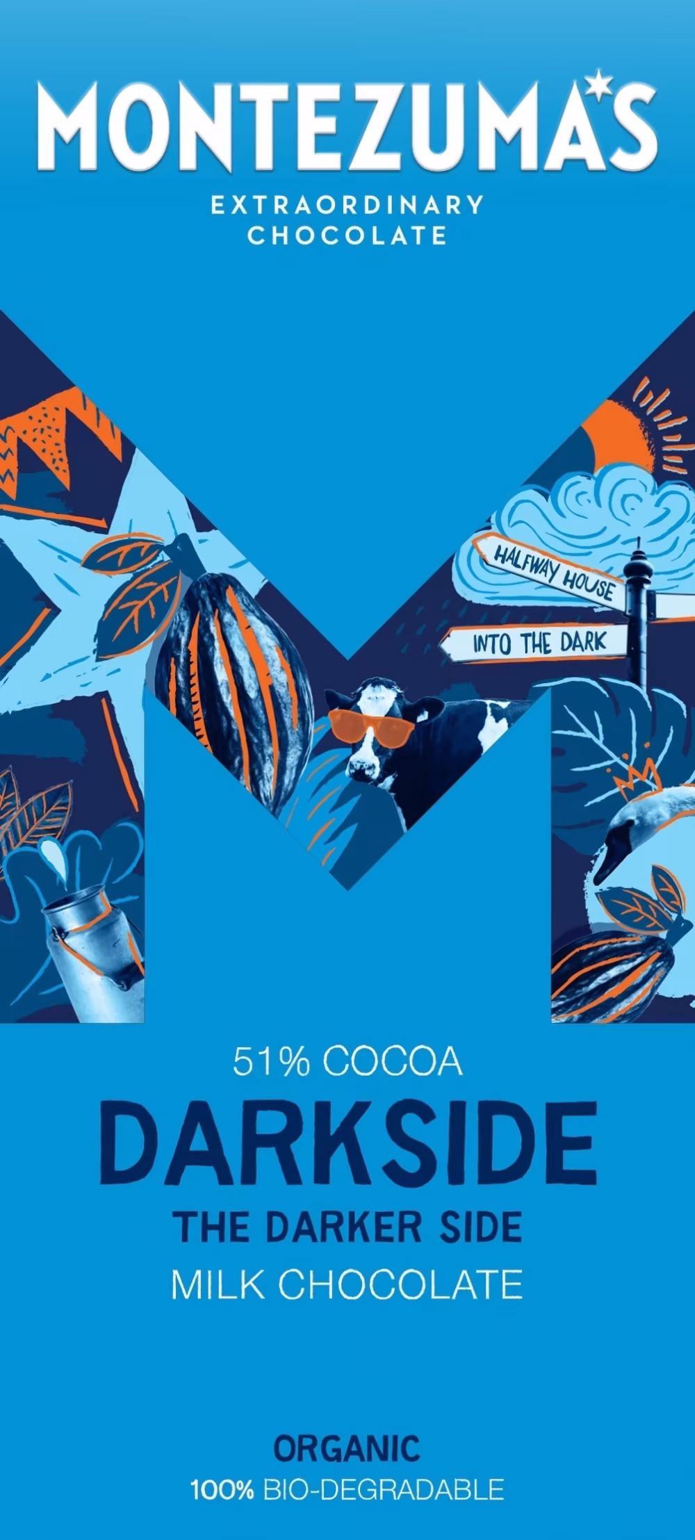 MONTEZUMA'S Darkside - Organic 54% Milk Chocolate Bar 90g