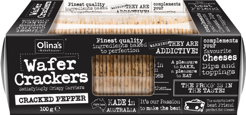 OLINA'S BAKEHOUSE Wafer Crackers - Cracked Pepper 100g