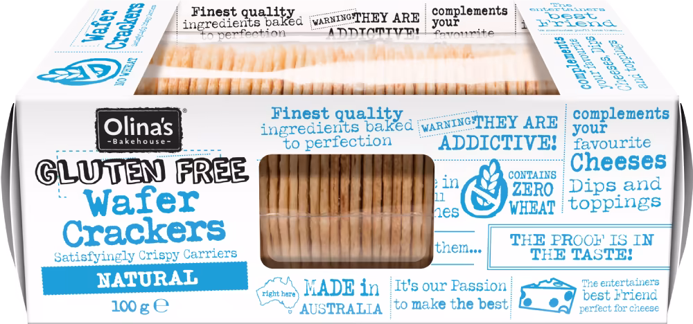 OLINA'S BAKEHOUSE Gluten Free Wafer Crackers - Natural 100g