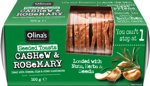 OLINA'S BAKEHOUSE Seeded Toasts - Cashew & Rosemary 100g
