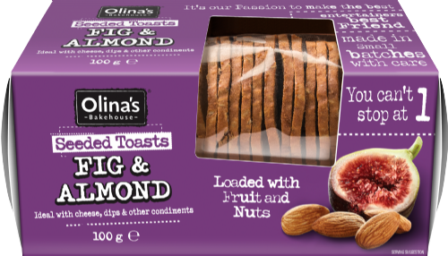 OLINA'S BAKEHOUSE Seeded Toasts - Fig & Almond 100g