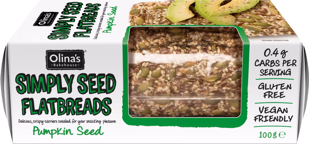 OLINA'S BAKEHOUSE Gluten Free Simply Seed Flatbreads - Pumpkin Seed 100g