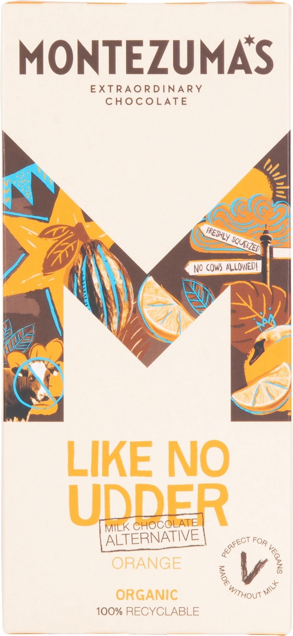 MONTEZUMA'S Like No Udder Milk Choc / Orange Bar 90g (5060719920124)