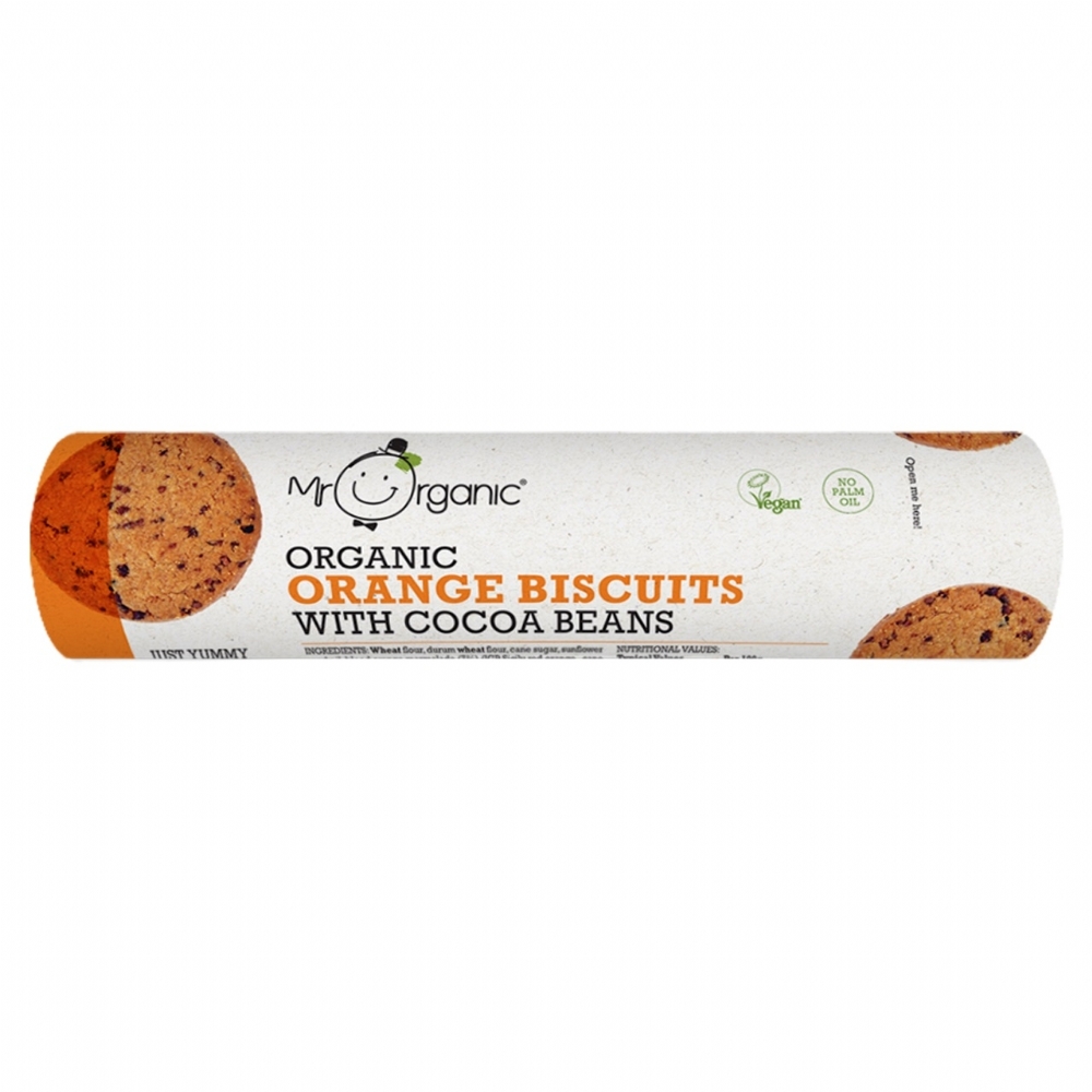 MR ORGANIC Organic Orange Biscuits with Cocoa Beans 250g (5060178073362)
