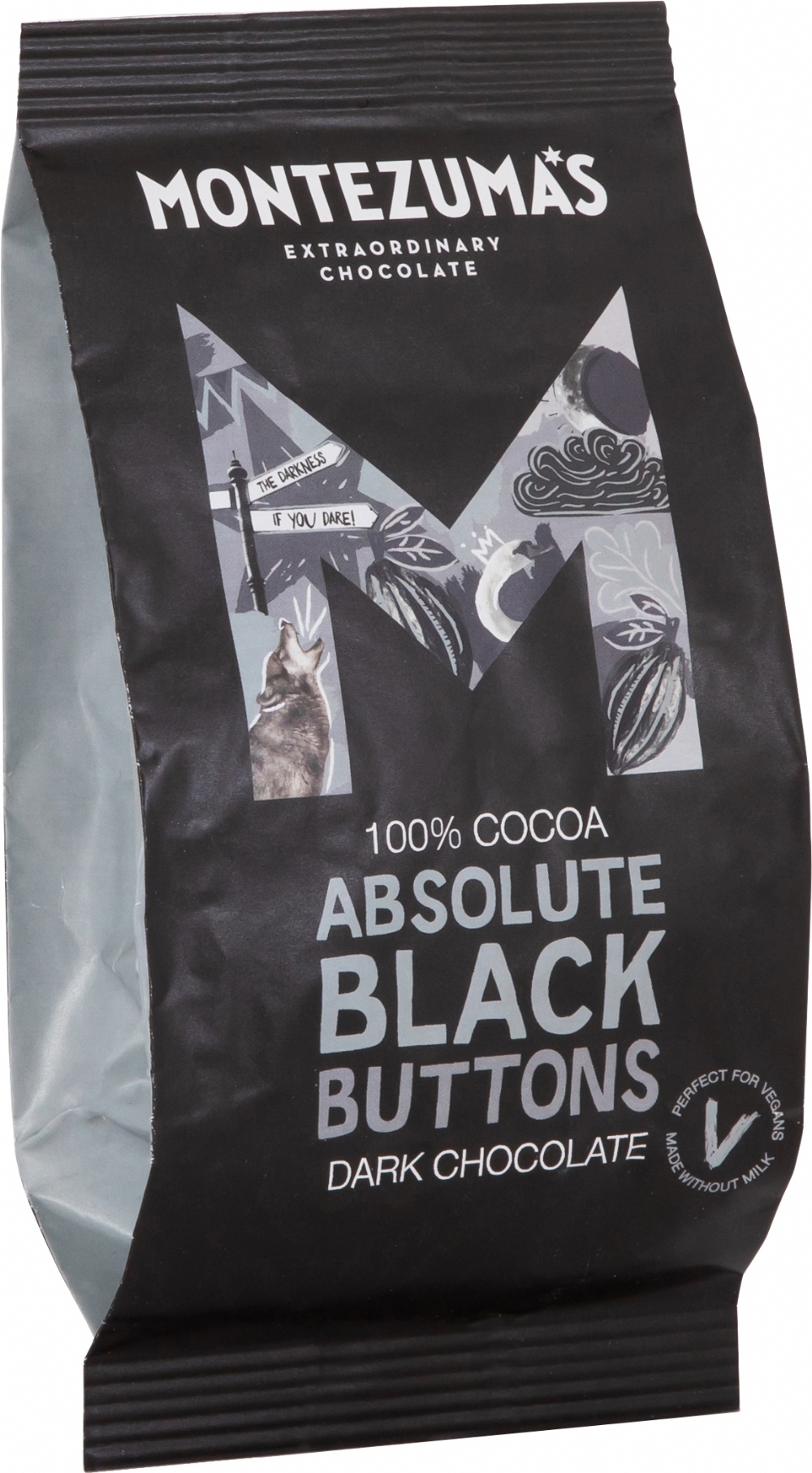 MONTEZUMA'S 100% Cocoa Absolute Black Dark Choc Buttons 180g (5060719920650)