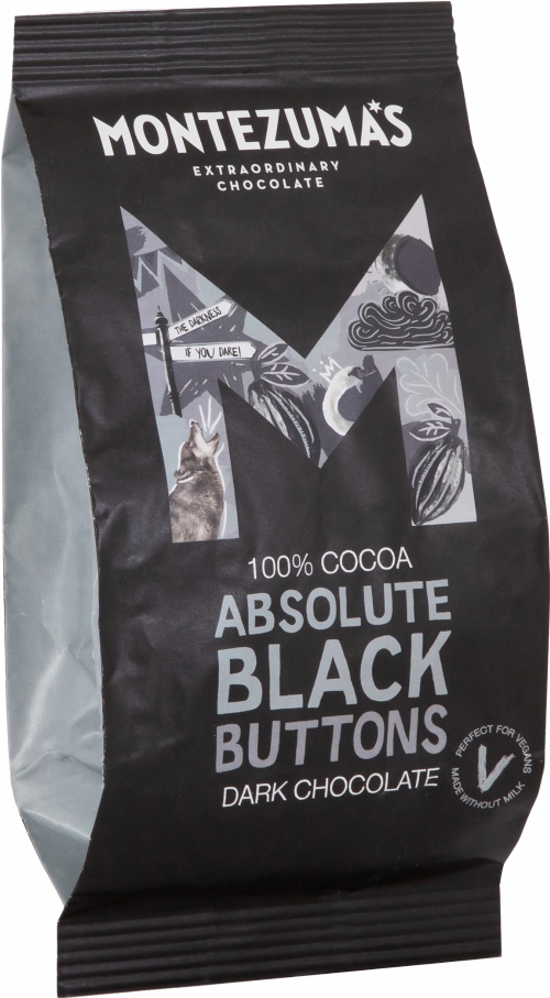 MONTEZUMA'S 100% Cocoa Absolute Black Dark Choc Buttons 180g