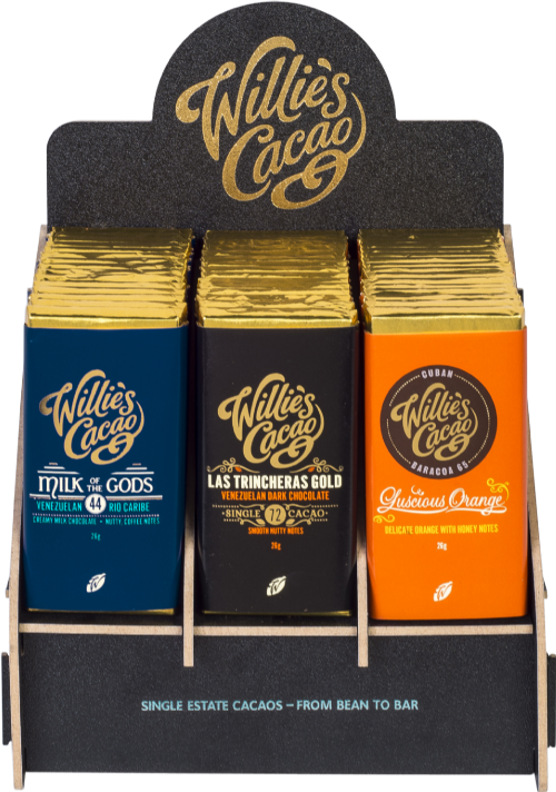 WILLIE'S CACAO Counter Display Unit (For 3 x 26g Bars)