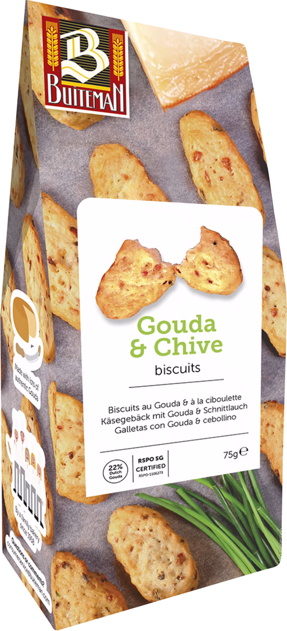 BUITEMAN Gouda & Chive Biscuits 75g